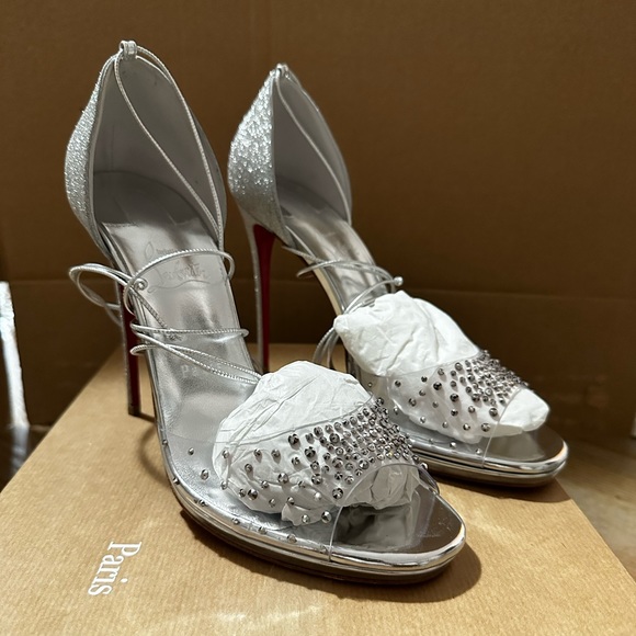 SOLD Christian Louboutin PVC crystal and glitter wrap around heels - Picture 2 of 6